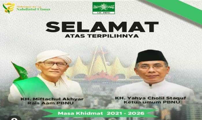 Ketua DPR RI Puan Maharani memberikan selamat kepada KH Yahya Cholil Staquf selaku Ketum PBNU yang baru terpilih dan KH Miftachul Akhyar