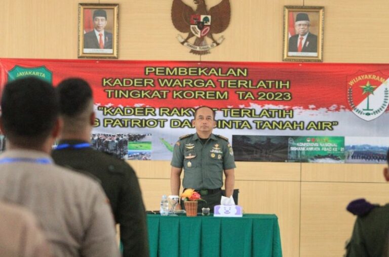 Korem 052/WKR Berikan Pembekalan Kader Warga Terlatih, Ini Pesan Danrem