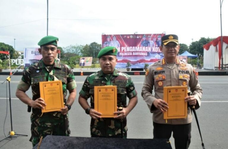 Ciptakan Wilayah Kondusif Jelang Pemilu, Apkam Banyumas Latihan Sispamkota