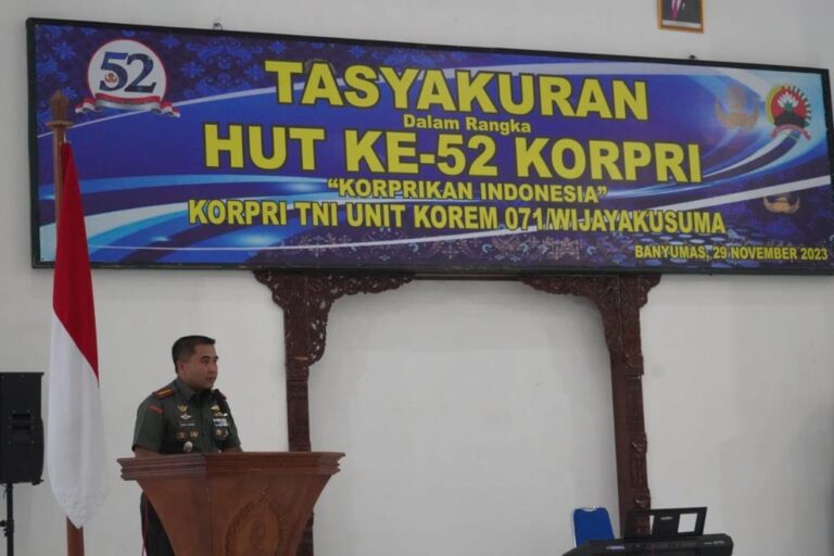 Pesan Danrem Wijayakusuma Untuk Anggota Korpri TNI Unit Korem 071/Wijayakusuma