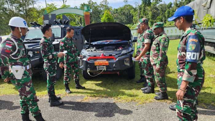 Kodim Yahukimo Laksanakan Pengecekan Kendaraan Dinas Agar Selalu Siap Operasional