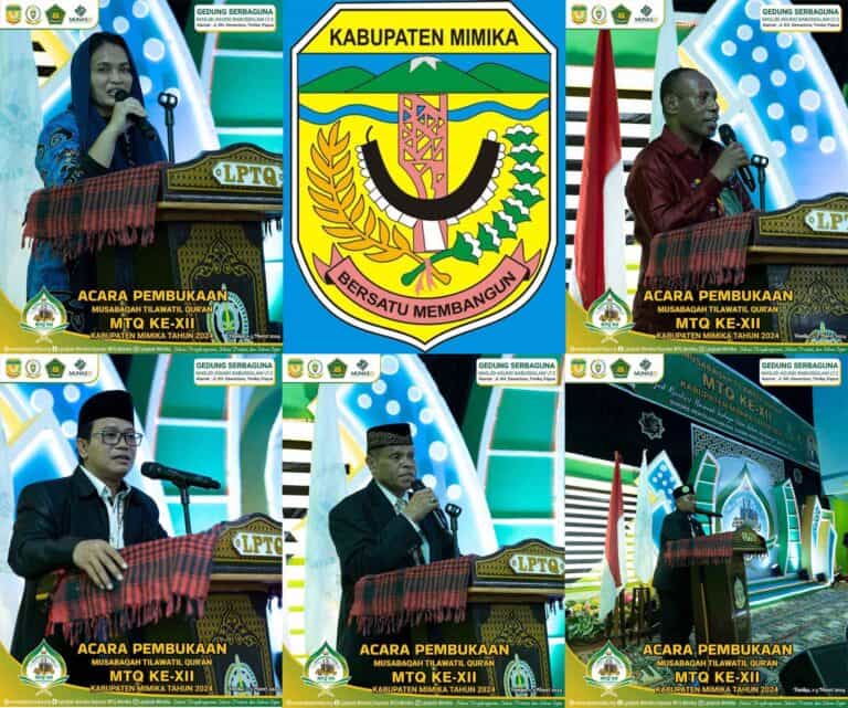 Perhelatan lomba MTQ XII Kabupaten Mimika resmi dibuka Bupati Mimika Eltinus Omaleng diwakili Pj. Sekda Mimika Ida Wahyuni.