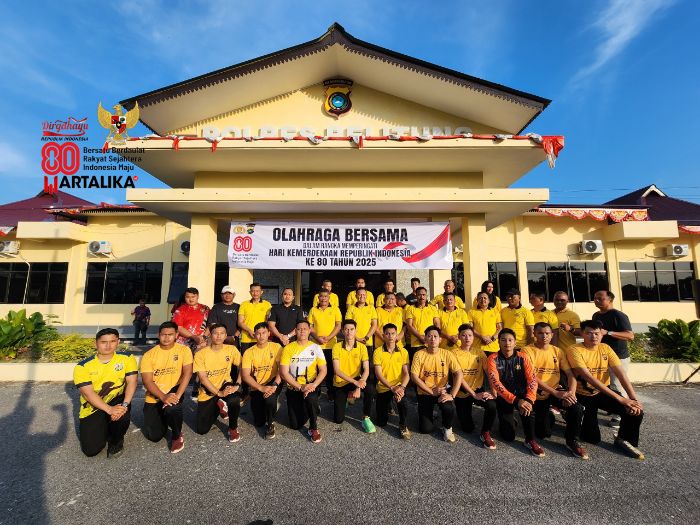 Polres Belitung Gelar Olahraga Bersama Bhayangkari dan Masyarakat Peringati HUT RI ke 80