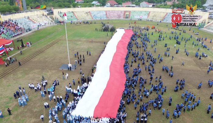Peringatan HUT RI ke 80: Dandim 0416/Bute, Kreator Pembentangan Bendera Merah Putih Raksasa 