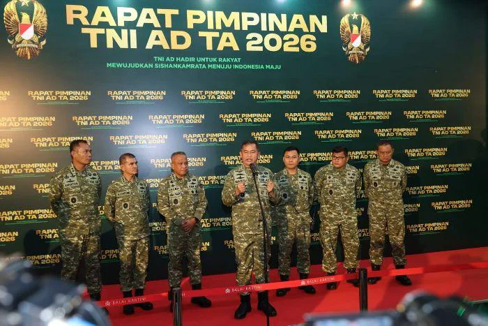 Kasad Jenderal TNI Maruli Simanjuntak, Pimpin Rapim TNI AD T.A 2026, Fokuskan Penguatan Program Pemerintah dan Sinergi Nasional, di Expo Center, Balai Kartini, Jakarta, Rabu (11/2/2026).
