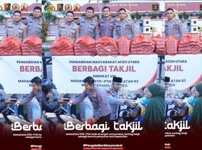 Mahasiswa STIK Angkatan 83/WPS Gelar Bagi Ta’jil di Aceh Utara, Interaksi langsung dengan masyarakat menciptakan suasana hangat dan penuh kekeluargaan,