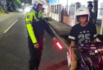 Unit Turjagwali Sat Lantas Polres Belitung melaksanakan kegiatan penindakan berupa teguran terhadap pelanggaran kasat mata pengguna knalpot brong