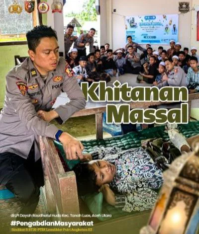 Mahasiswa STIK Angkatan 83 dan Universitas Bumi Persada Gelar Khitanan Massal di Lembaga Pendidikan Islam Dayah Raudhatul Huda, Gampong Matang Cibrek, Kecamatan Tanah Luas, Kabupaten Aceh Utara.