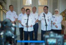 Halalbihalal ASN Pemprov DKI, Gubernur Pramono Anung saat menghadiri halalbihalal Idulfitri 1447 Hijriah bersama aparatur sipil negara (ASN) di Pendopo Balai Kota, Rabu (25/3/2026).