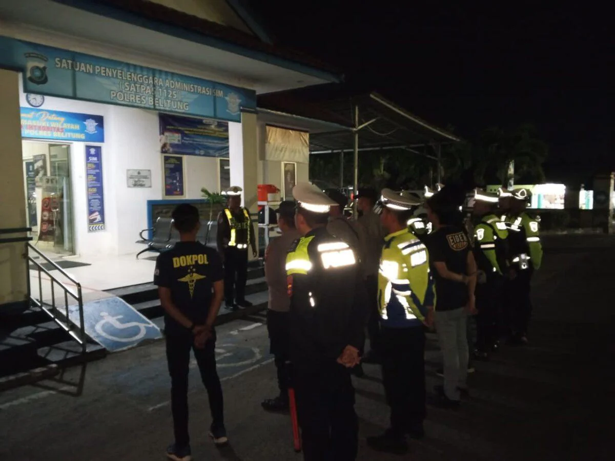 Ramadan 1447 H, Polres Belitung Gencarkan KRYD Cooling System Cegah Geng Motor dan Balap Liar, dipimpin oleh KBO Lantas Polres Belitung IPTU Komaruddin dan melibatkan personel gabungan