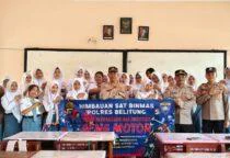 Polres Belitung Gelar Sosialisasi dan Edukasi Anti Geng Motor di SMKN 3 Tanjungpandan, dipimpin langsung oleh Kasat Binmas Polres Belitung, Iptu Riski Irpansyah, bersama personel Sat Binmas.