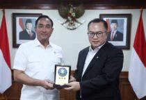 Lawan Narkotika Jenis Baru, Kepala BNN RI, Suyudi Ario Seto, dan Kepala BRIN, Arif Satria, pertemuan audiensi yang berlangsung di Gedung BJ Habibie, Jakarta Pusat, Rabu (15/4/2024).
