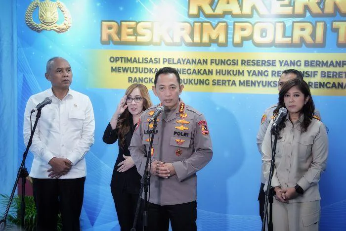 Resmi Dibuka Rakernis Reskrim 2026, Kapolri Jenderal Polisi Listyo Sigit Prabowo wujud komitmen kita untuk bersama-sama bersatu, di Mabes Polri, Kamis (7/5/2026).