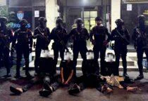 Tim Patroli Kompi 2 Batalyon D Pelopor Satbrimob Polda Metro Jaya amankan diduga pengedar Tembakau Sintetis, 4 Remaja di Bekasi, Sabtu (23/5/2026)