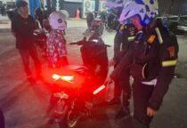 Satlantas Polres Belitung melaksanakan patroli penindakan knalpot tidak standar atau knalpot brong di wilayah hukum Polres Belitung, Kamis malam (21/5/2026).
