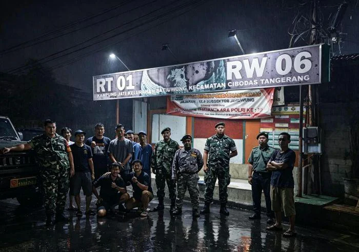 Ambil Langkah Preventif, Babinsa satuan Koramil 06/Cibodas dan Babinsa Koramil 03/Serpong bersama Komponen Pendukung (Komduk) patroli malam di wilayah Kodim 0506/Tgr, Kamis malam (21/05/2026).