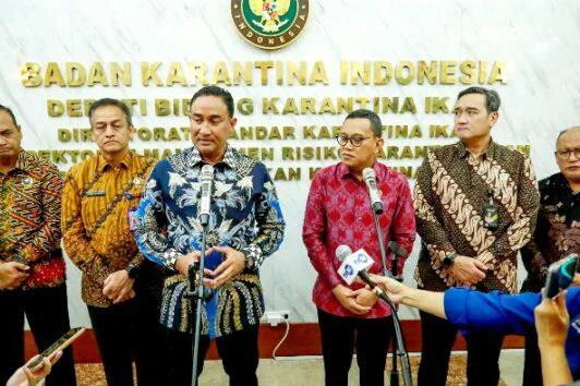 Perkuat Pintu Masuk Negara, Kepala BNN RI, Suyudi Ario Seto, melakukan kunjungan audiensi dengan Kepala Badan Karantina Indonesia (Barantin), Abdul Kadir Karding, di Gedung Mina Bahari (GMB) II, Kementerian Kelautan dan Perikanan, Jakarta Pusat, pada Kamis (4/6/2026).