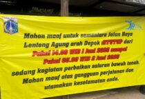Pemprov DKI Jakarta: ruas Jalan Lenteng Agung arah selatan atau menuju Depok ditutup sementara mulai Senin (1/6/2026) pukul 14.00 WIB hingga Selasa (2/6/2026) pukul 05.00 WIB.