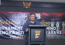 Pererat Silaturahmi, Polres Belitung Gelar Turnamen Gaple Bhayangkara Cup 2026 Sambut HUT ke-80 Polri, Kapolres Belitung, AKBP Sarwo Edi Wibowo, di Aula Endra Darmalaksana Polres Belitung pada tanggal 19 hingga 20 Juni 2026.