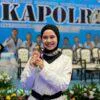 Bripda Yeni Artha Aulia, yang berhasil meraih dua medali perunggu pada ajang Kejuaraan Nasional Taekwondo Kapolri Cup VII Tahun 2026, Tangerang, Senin, (13/07/2026).